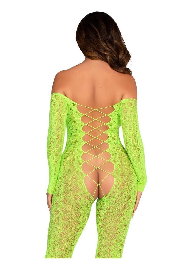 Leg Avenue Python Net Crotchless Footless Lingerie Jumpsuit with Faux Primal Pleasure Leg Avenue Python Net Crotchless Footless Lingerie Jumpsuit with Faux Primal Pleasure