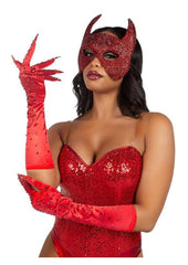 Claw gloves paired with lingerie