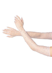 Leg Avenue Rhinestone Fishnet Opera Length Gloves - Os - White