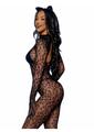 Leg Avenue Seamless Leopard Net Gloved Catsuit