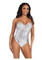 Leg Avenue Sequin Boned Snap Crotch Bodysuit with Detachable Clear Strap