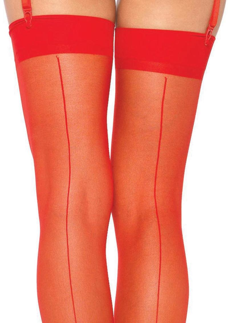 Classic sheer stockings with bold backseam for lingerie and fetish wear
