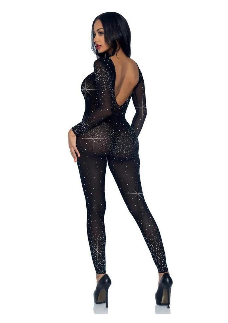 Sheer catsuit front view detail