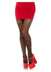 Leg Avenue Spandex Sheer Polka Dot Cherry Tights