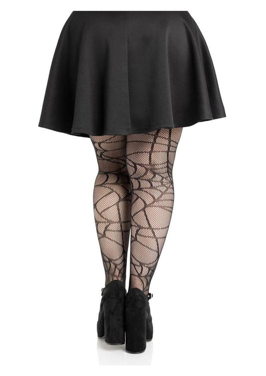 Leg Avenue Spiderweb Net Tights - 1x/2x - Black