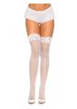 Leg Avenue Stay Up Lace Micro Net Thigh Highs - White - One Size