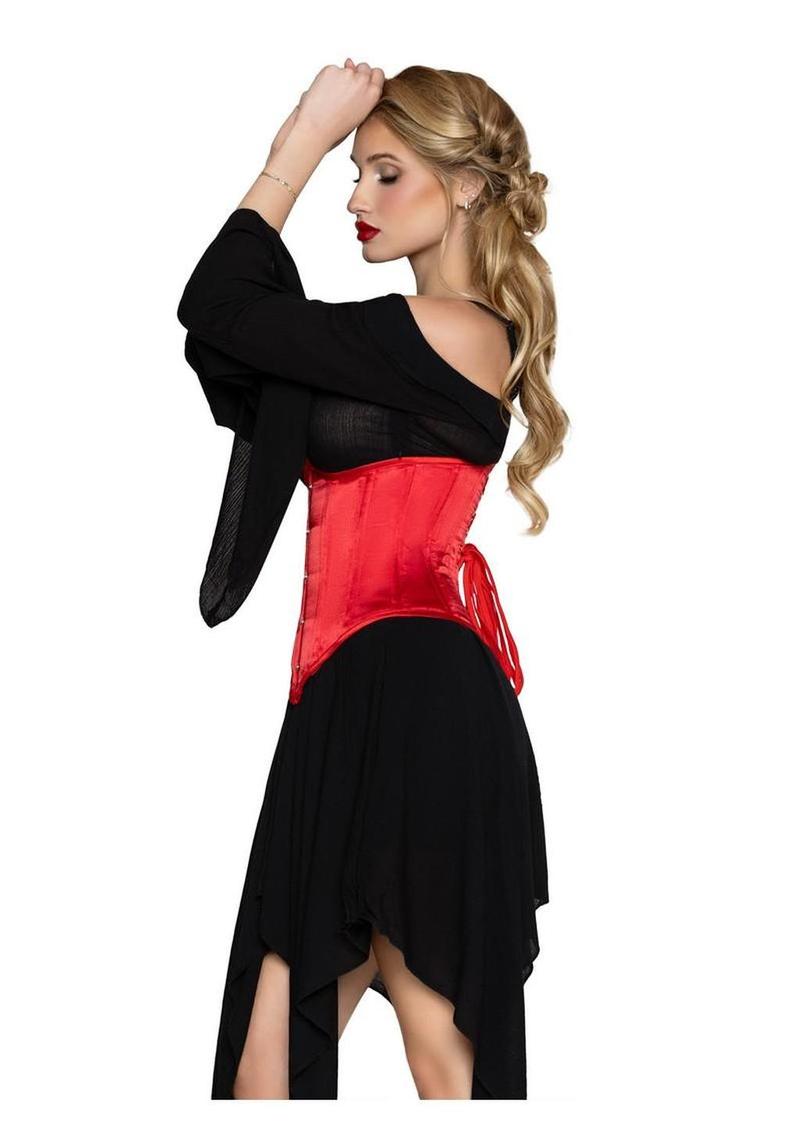 Waist cincher full busk closure detail