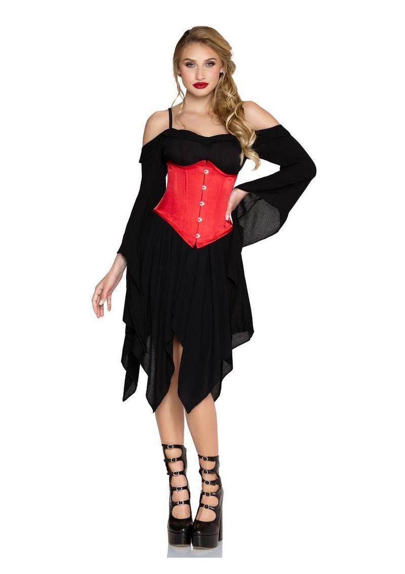 Waist cincher full busk closure detail