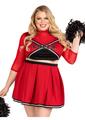 Leg Avenue Varsity Babe Set Crop Top with Cheer Logo, Pleated Skirt, and Pom Poms (3 Piece) - 1x/2x