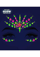 Leg Avenue Vibe Neon Black Light Face Jewels Stickers and Body Glitter (2 Packets - Multicolor