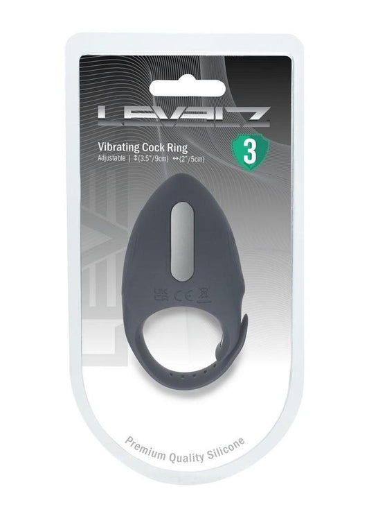 Levelz Adjustable Vibrating Silicone Rechargeable Cock Ring - Black