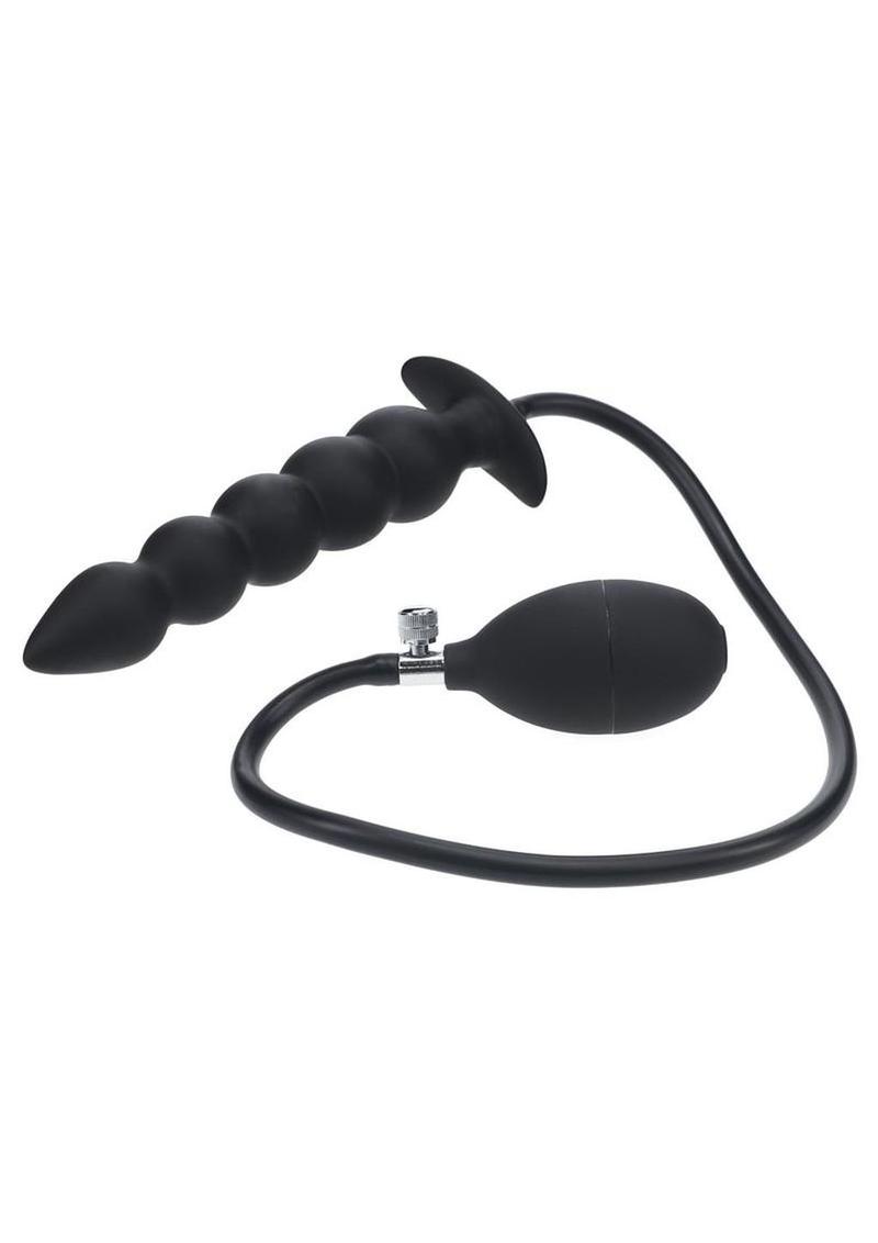 Levelz Beaded Inflatable Silicone Anal Plug - Black