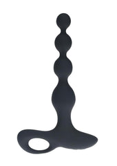 Levelz Beaded Vibrating Silicone Rechargeable Anal Plug with Remote Control - Black