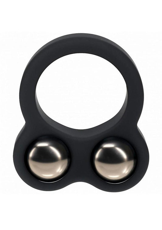 Levelz Liquid Silicone Double Weighted Ball Cock Ring - Black
