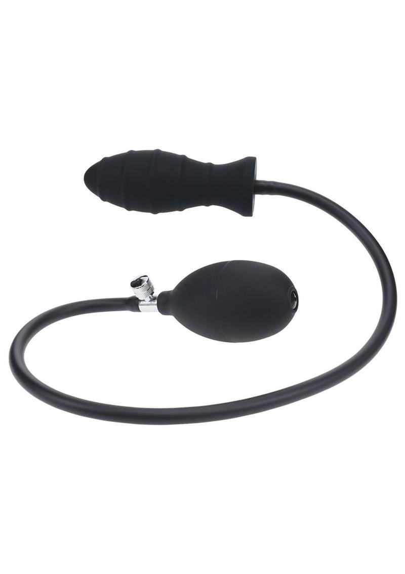 Levelz Ribbed Inflatable Silicone Anal Plug - Black