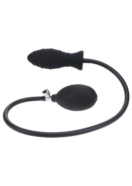 Levelz Ribbed Inflatable Silicone Anal Plug - Black