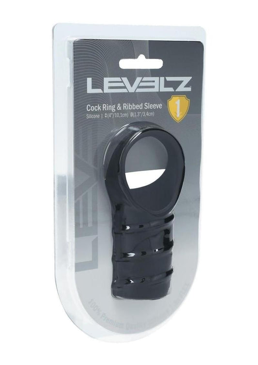 levelz silicone cock ring with ribbed sleeve for textured stimulation and performance control