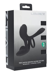 triple motor vibrating silicone cock ring designed for powerful shaft and testicle stimulation