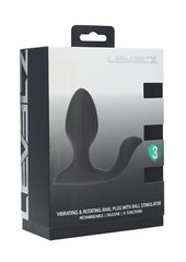 rechargeable anal plug featuring rotation vibration and smooth tapered silicone design - Black