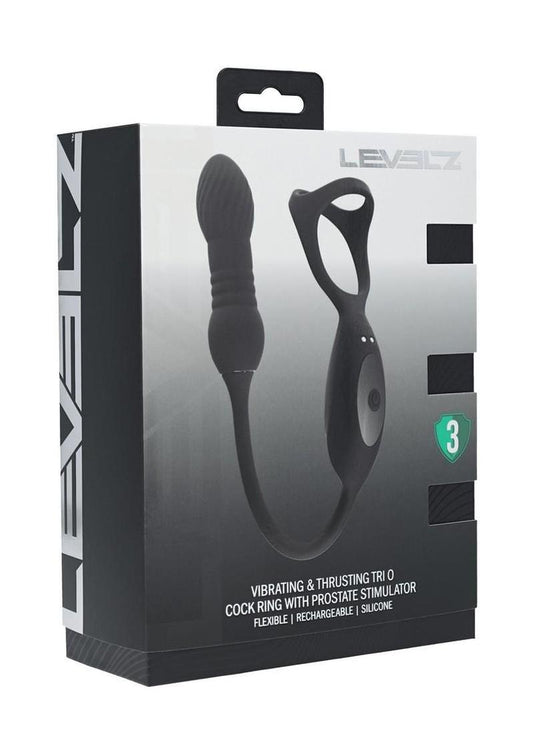 levelz tri o vibrating and thrusting silicone cock ring with prostate stimulator for intense full body pleasure