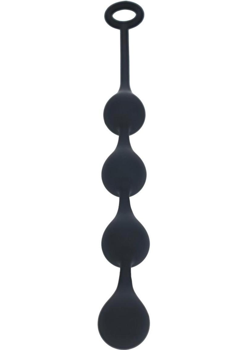 Body safe silicone anal beads with waterdrop profile, flexible strand, and loop base for control and easy retrieval