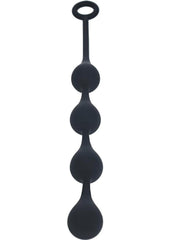 Body safe silicone anal beads with waterdrop profile, flexible strand, and loop base for control and easy retrieval