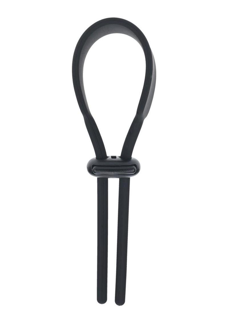 Levelz Wide Adjustable Silicone Lasso Cock Ring - Black - 5mm