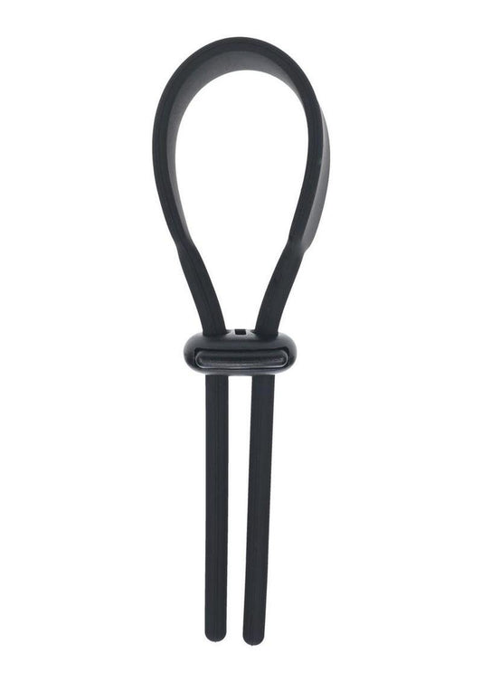 Levelz Wide Adjustable Silicone Lasso Cock Ring - Black - 5mm