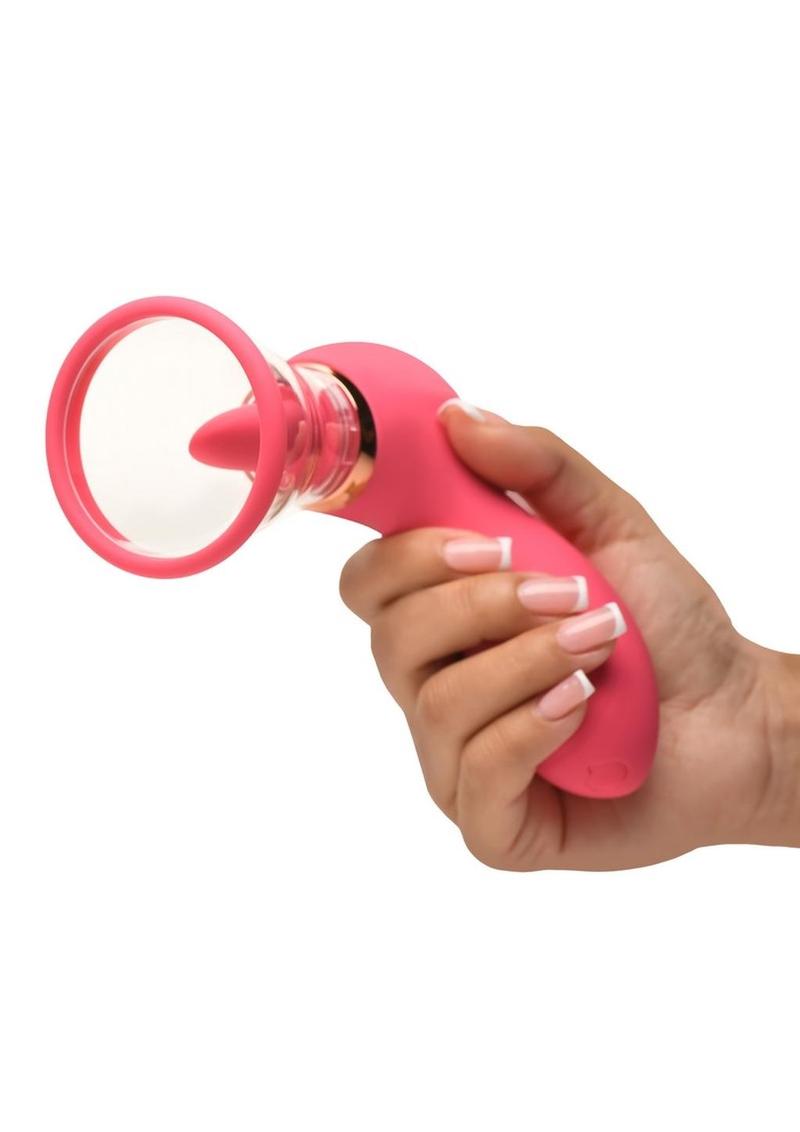 Lickgasm Plump Pleasure Licking and Sucking Rechargeable Silicone Clitoral Stimulator - Pink