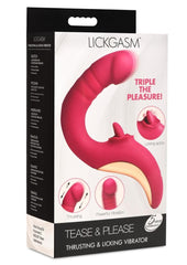 Lickgasm Tease and Please Rechargeable Silicone Thrusting Andamp; Licking Vibrator - Pink