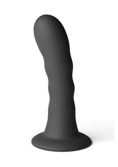 ribbed curved silicone dildo purple