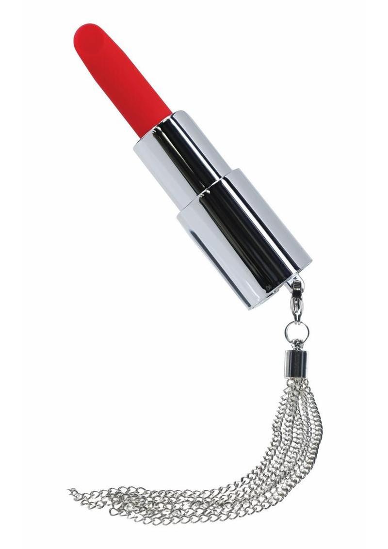 chic lipstick style vibrator with four interchangeable silicone tips