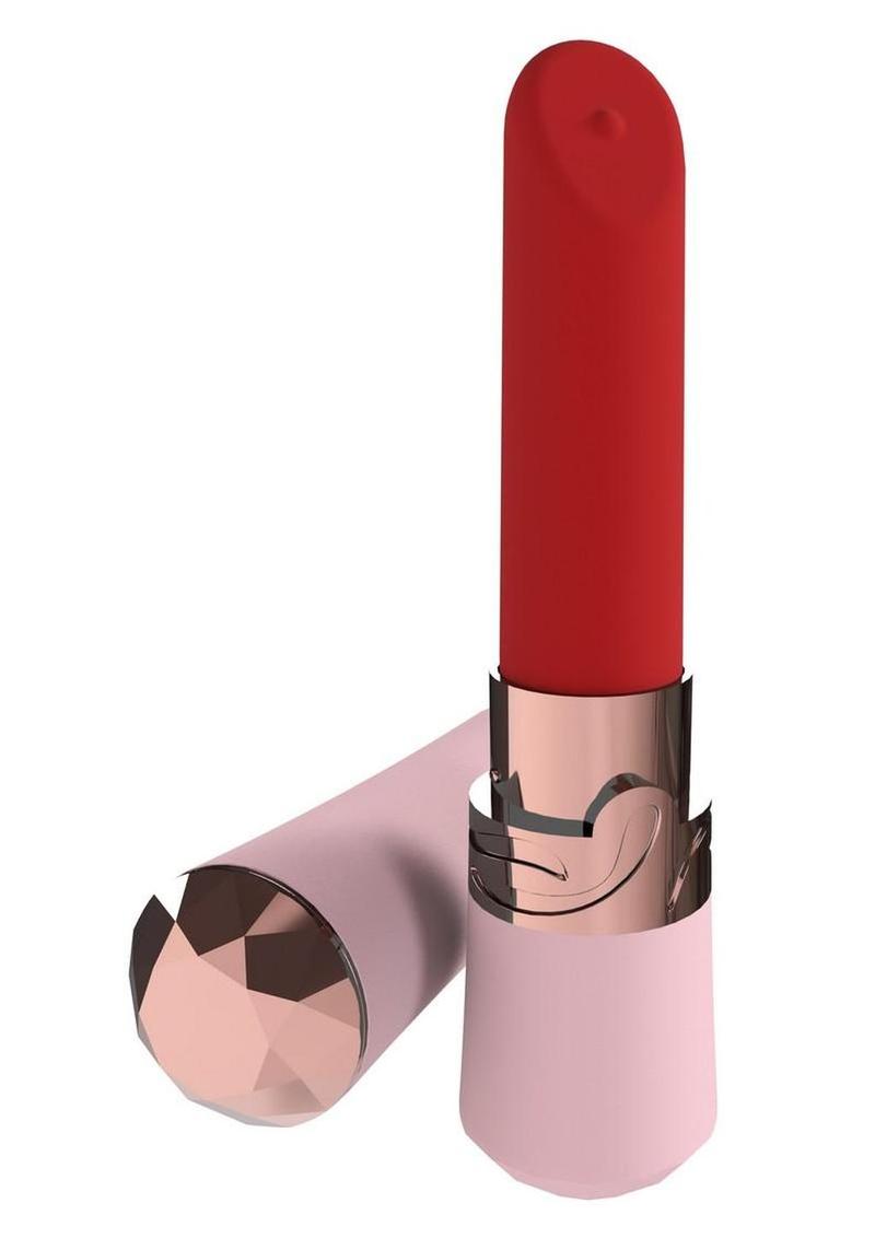 Silicone vibrator shaped like cosmetic item