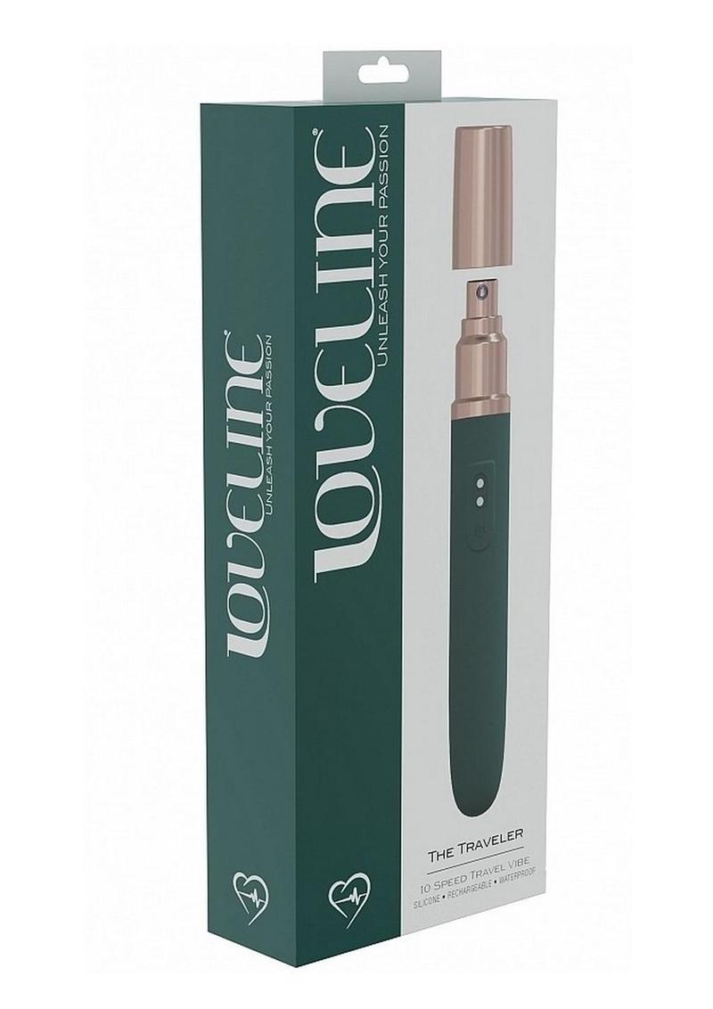 Loveline The Traveler Rechargeable 10 Speed Travel Vibrator - Green - Holds Lubricant - Green