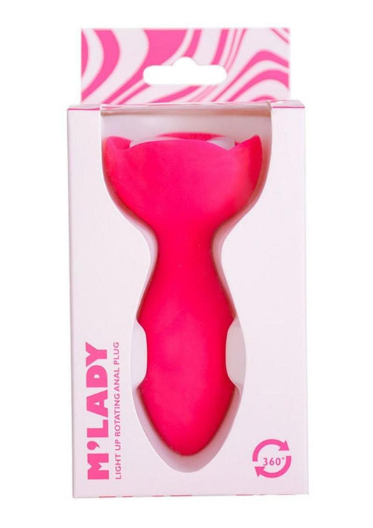 m’lady rotating light up anal plug with vibrating silicone body and remote control for glowing pleasure