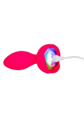 rechargeable silicone anal plug with led light base rotation and vibration functions for intense play
