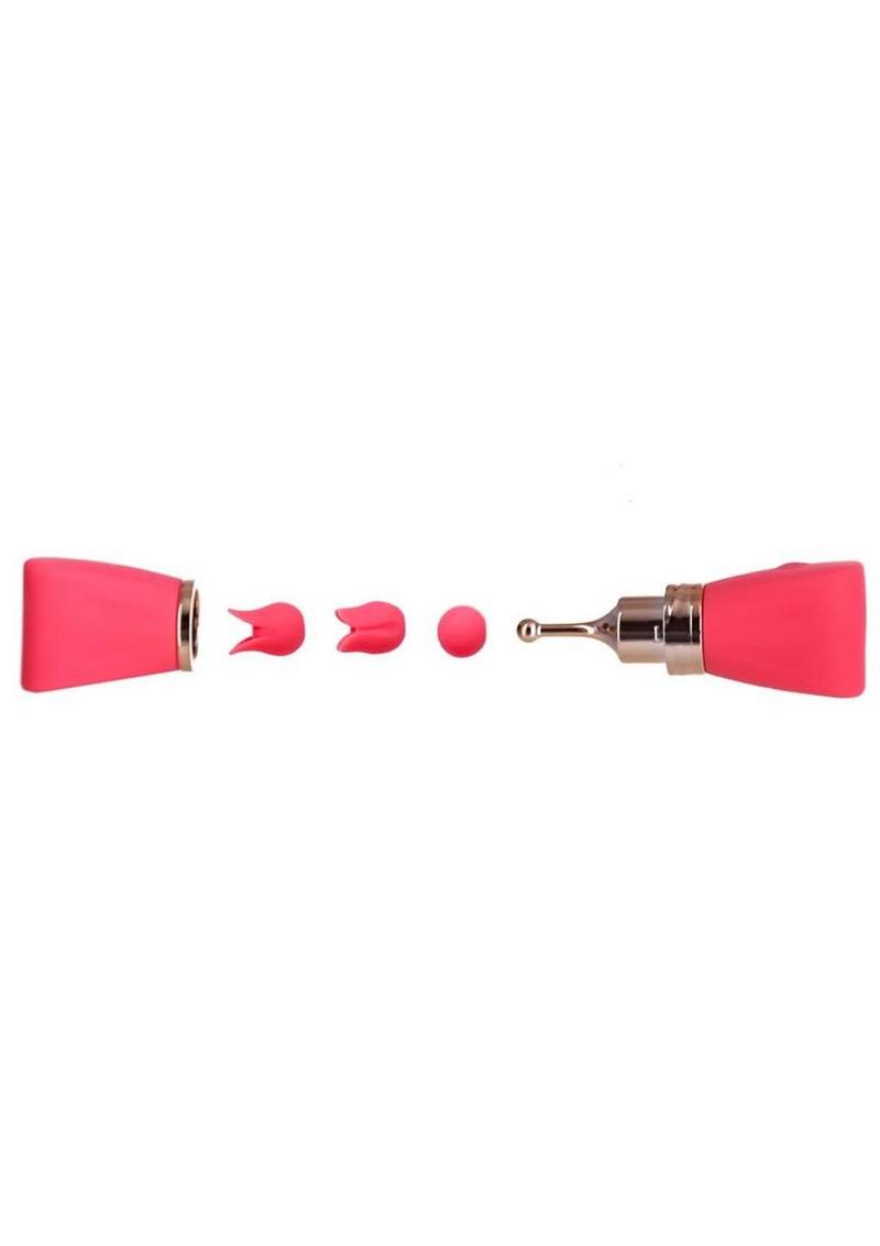 rose shaped silicone attachment set for pinpoint wand enhancing vibration intensity and pleasure