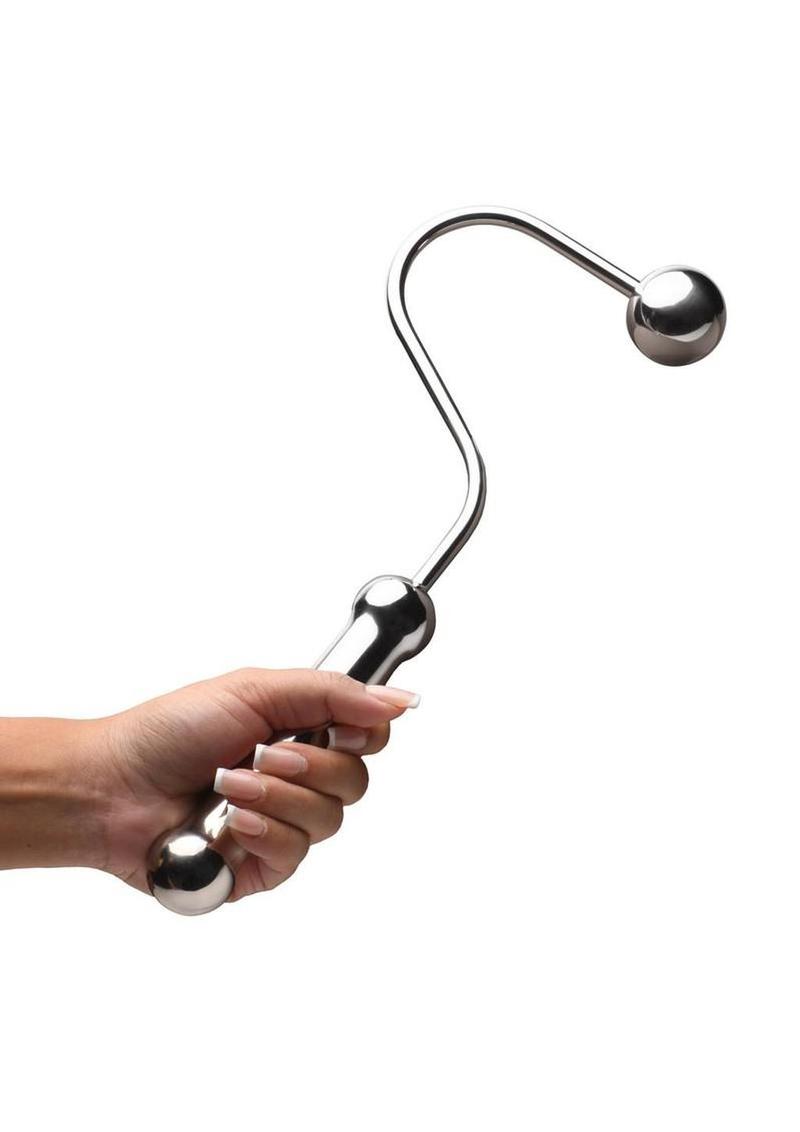 Master Series Anal Hook with Handle - Stainless - Steel