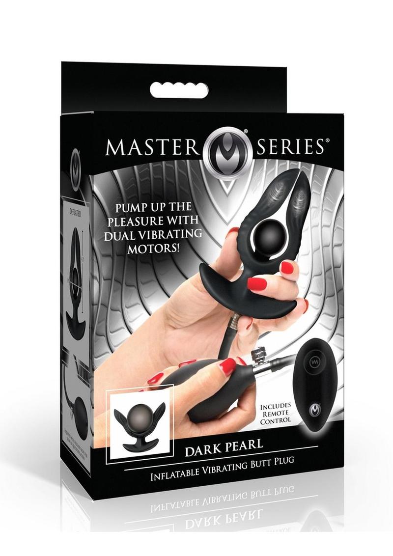 Master Series Dark Pearl Inflatable Rechargeable Vibrating Butt Plug - Black