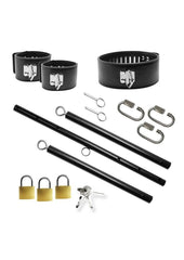 Master Series Dominion Bar Stainless Steele Spreader Bar with Collar and Restraints - Black/Silver