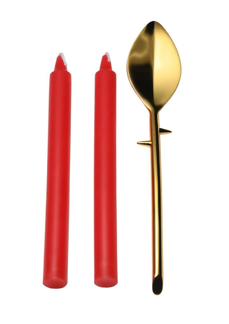 Master Series Drip Sensation Spoon and Drip Candle - Gold/Red - Set