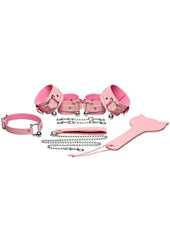 pink kitty bondage restraint kit vegan leather cuffs