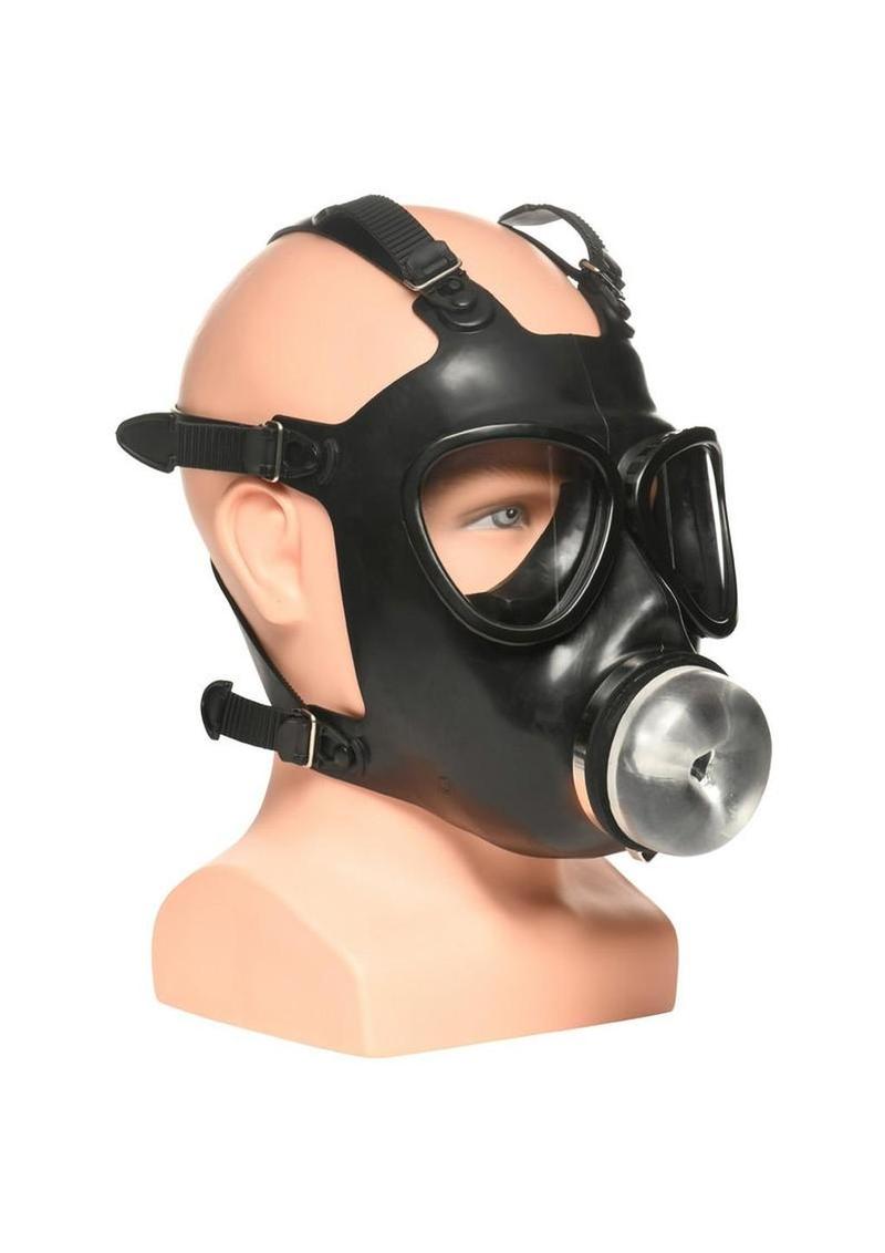 One way valve gas mask system designed for breath control and kink play