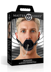 Master Series Plugged Silicone Feeding Gag - Black