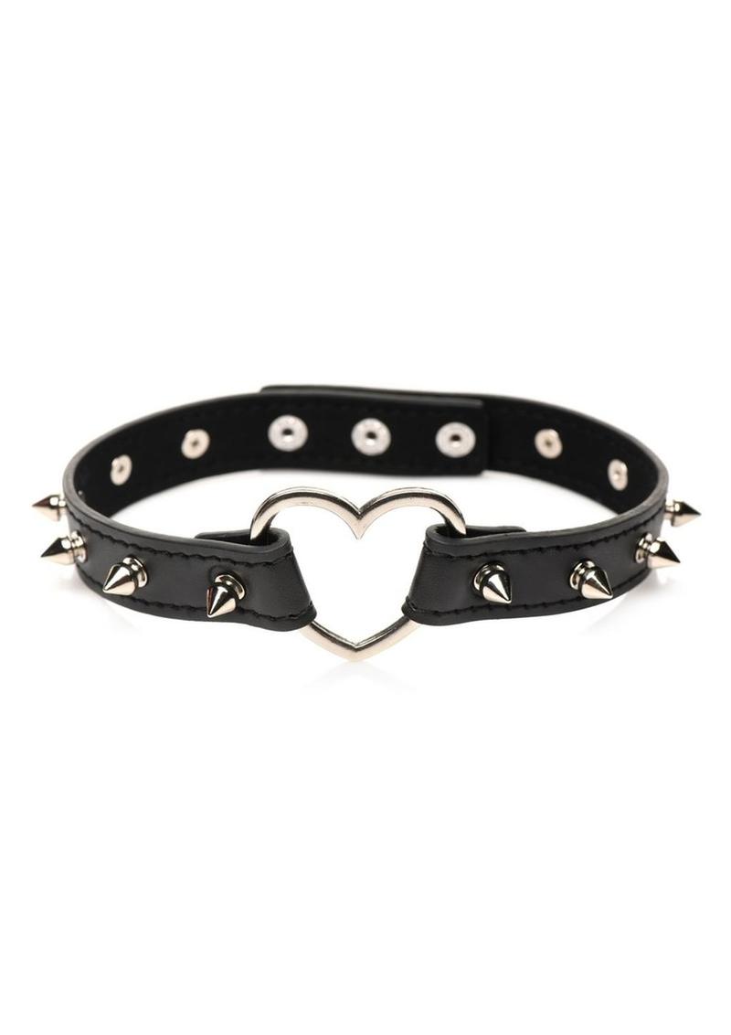 Master Series Spiked Heart Choker - Black/Metal