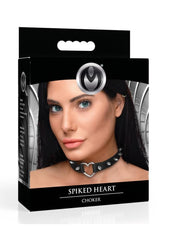 Master Series Spiked Heart Choker - Black/Metal