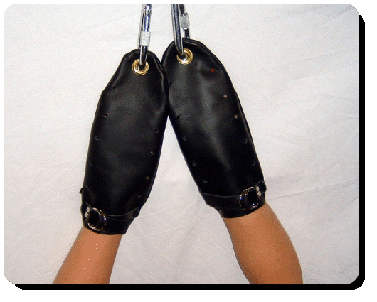 Black Leather Suspension Mittens