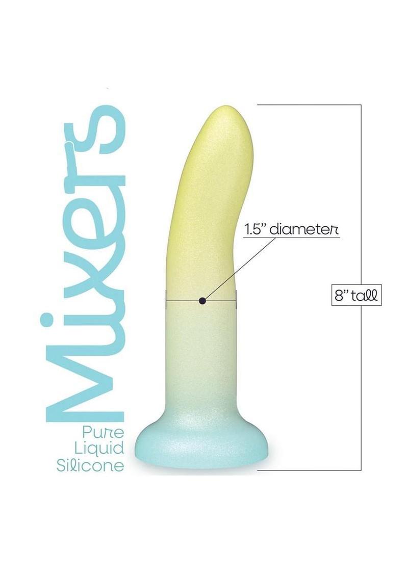 Mixers Lime Rickey Silicone G-Spot Dildo with Suction Cup - Teal/Yellow - 8in