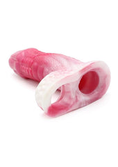 Penis toy sleeve with bumps and ridges crafted for stimulating anal and vaginal penetration