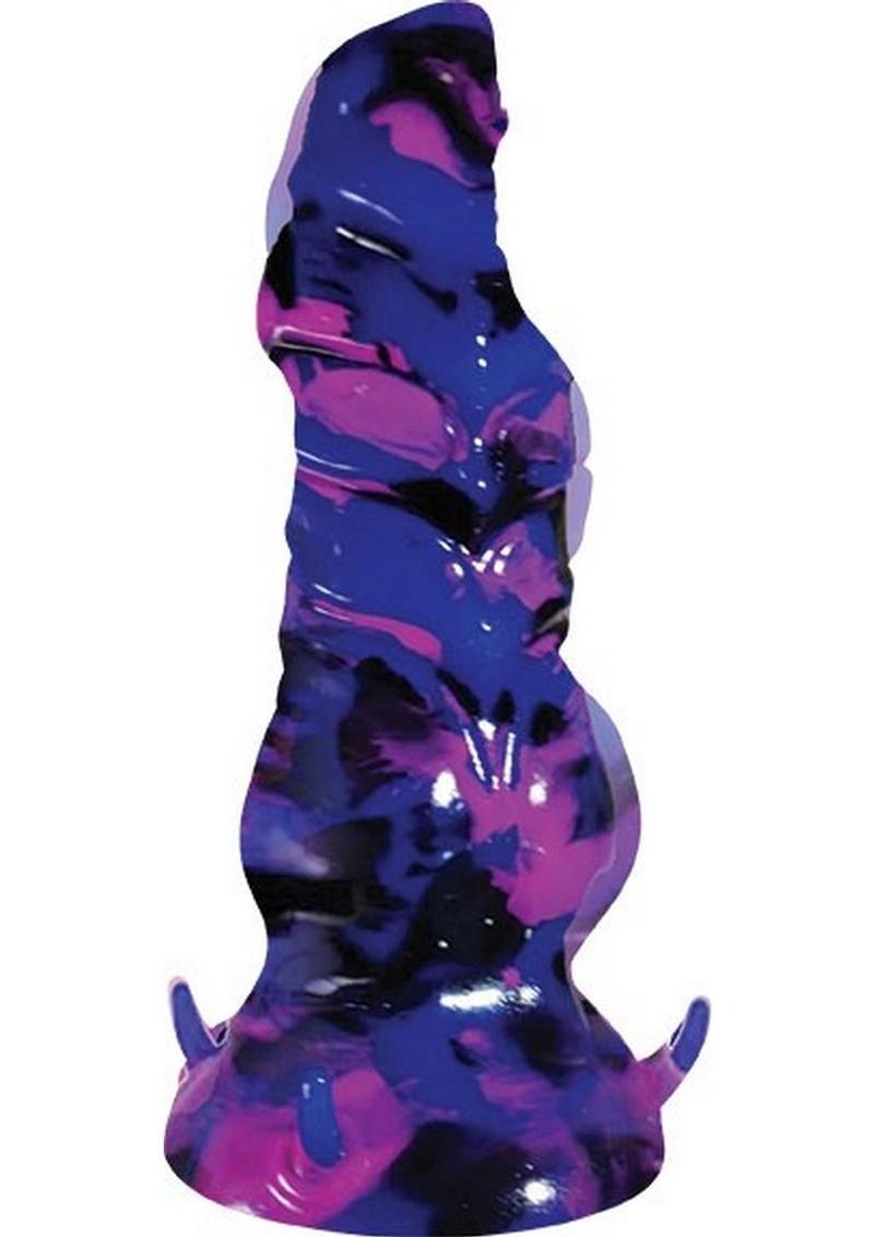 Monster Romance Horny Halfling Rechargeable Silicone Dong - Multicolor/Purple